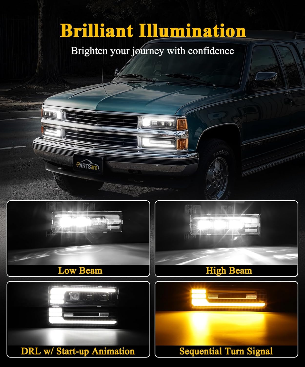 DRL Projector Sequential Headlights 88-98 C/K