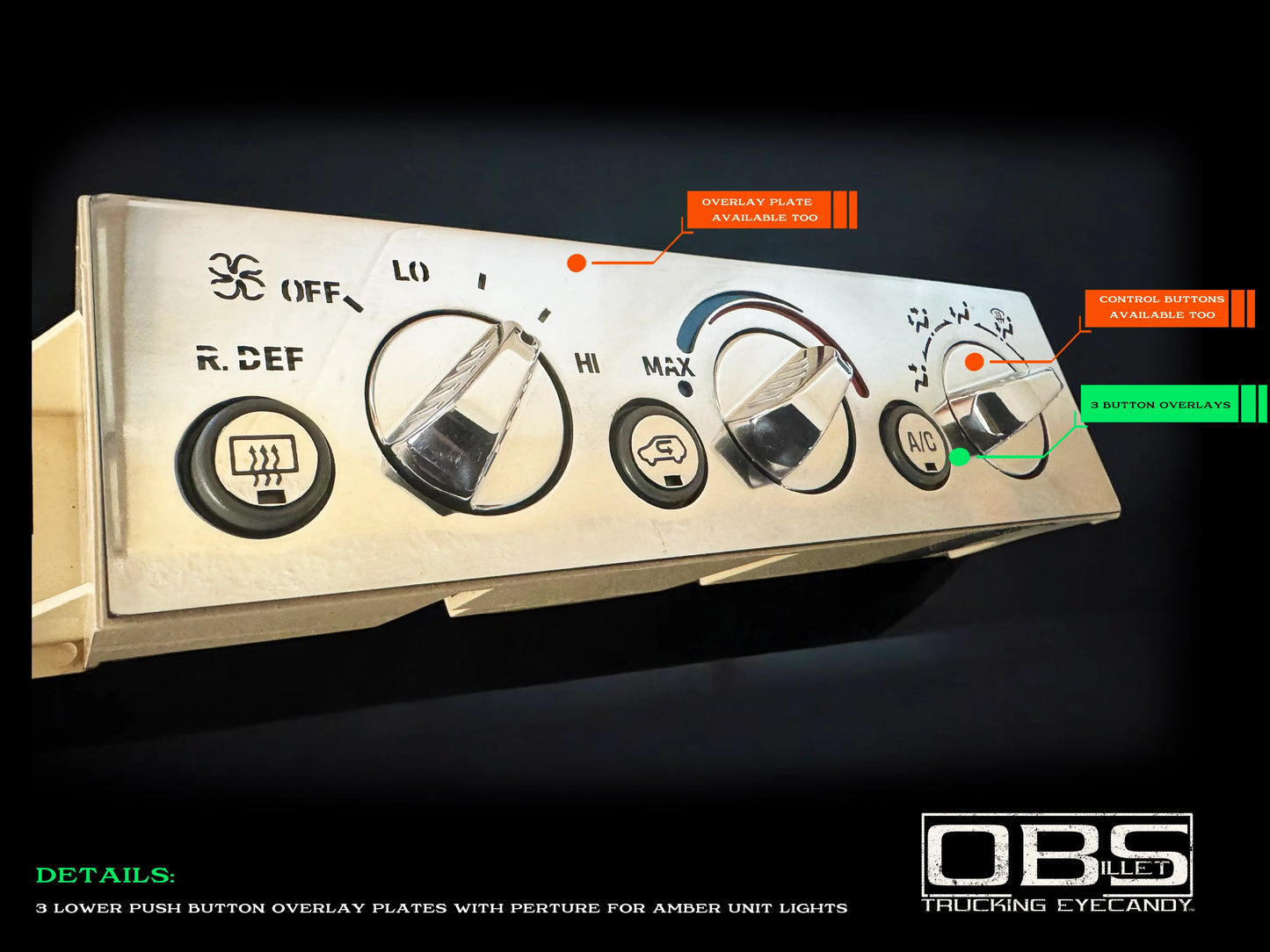 OBS A/C Unit - Lower Push Button Cover Plates - 3 Button Version