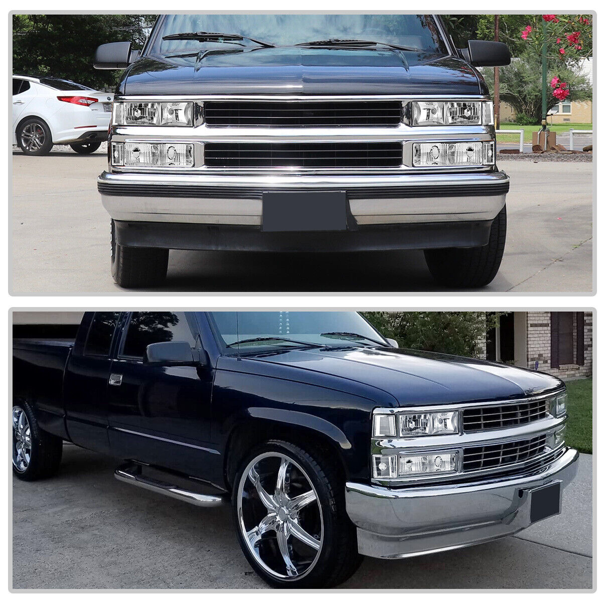 Clear Chrome Headlights 88-98 Chevy C/K