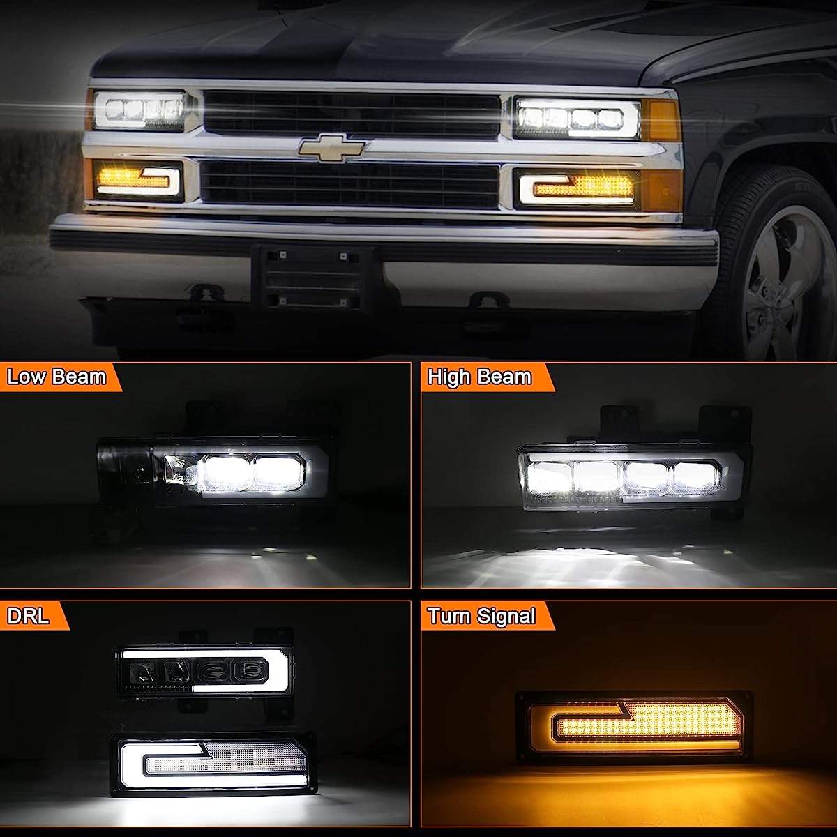 DRL Projector Headlights 88-98 C/K