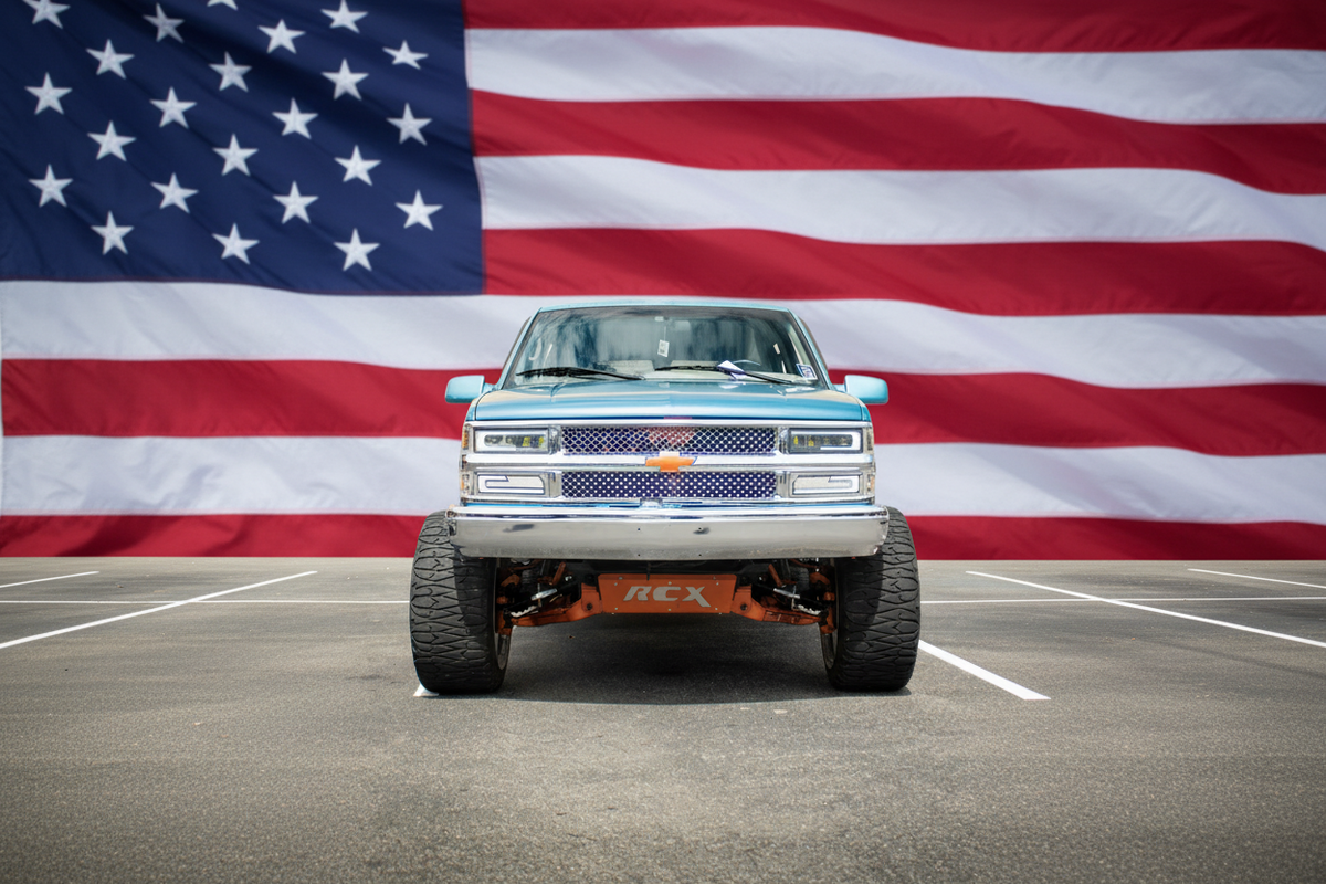 OBS Truck with American Flag Background