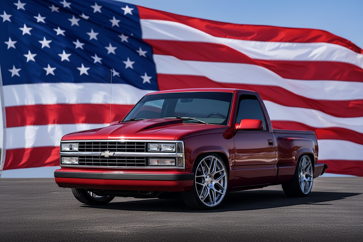 OBS Truck with American Flag Background