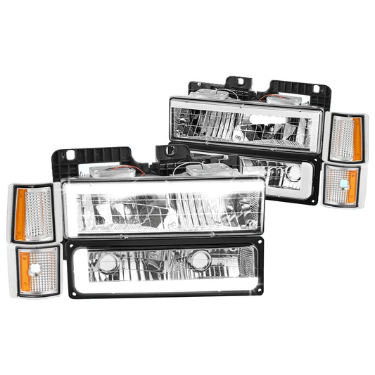 LED L-Drl Chrome Headlights 88-98 GMC C/K