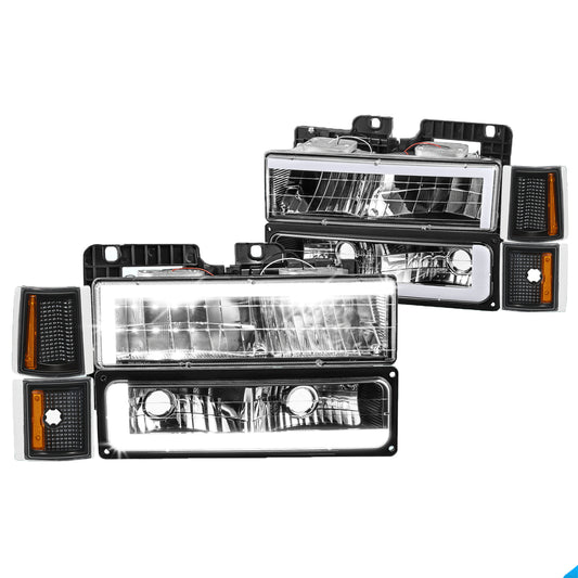 LED L-Drl Black Headlights 88-98 GMC C/K