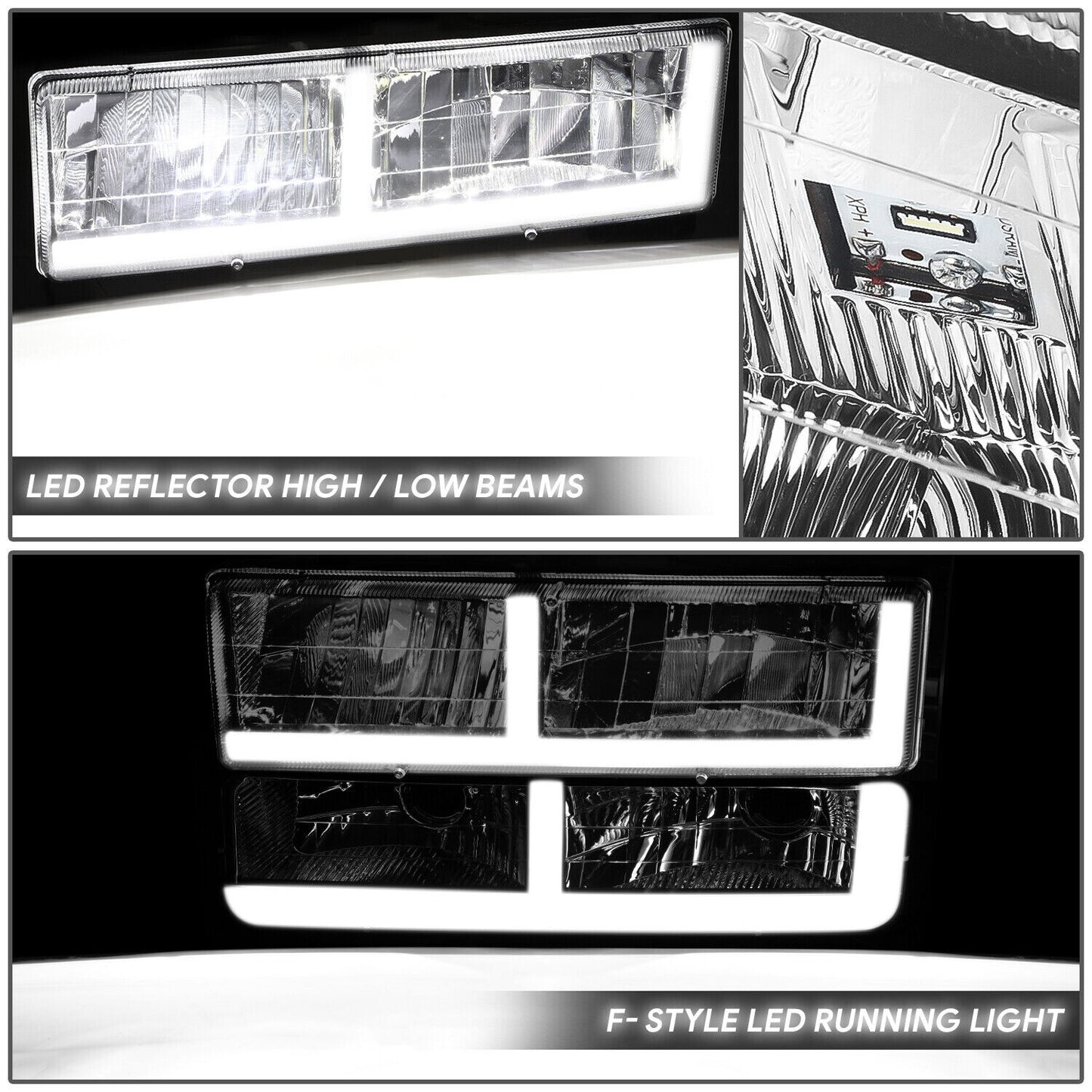 LED F-Drl Chrome Headlights 88-98 GMC C/K