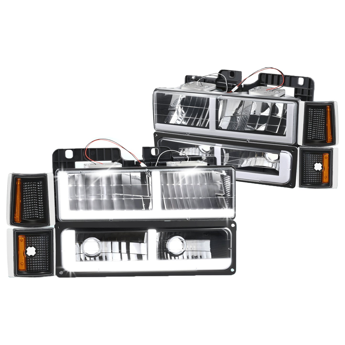 LED F-Drl Black Headlights 88-98 GMC C/K