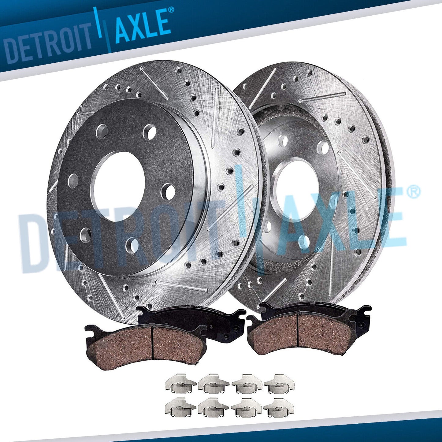 Front Drilled and Slotted Rotors + Brake Pads 88-98 C/K (6 Lug)