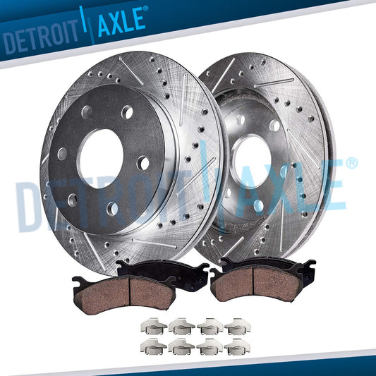 Front Drilled and Slotted Rotors + Brake Pads 88-98 C/K (6 Lug)