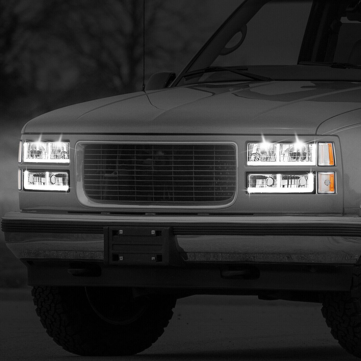 LED F-Drl Chrome Headlights 88-98 GMC C/K