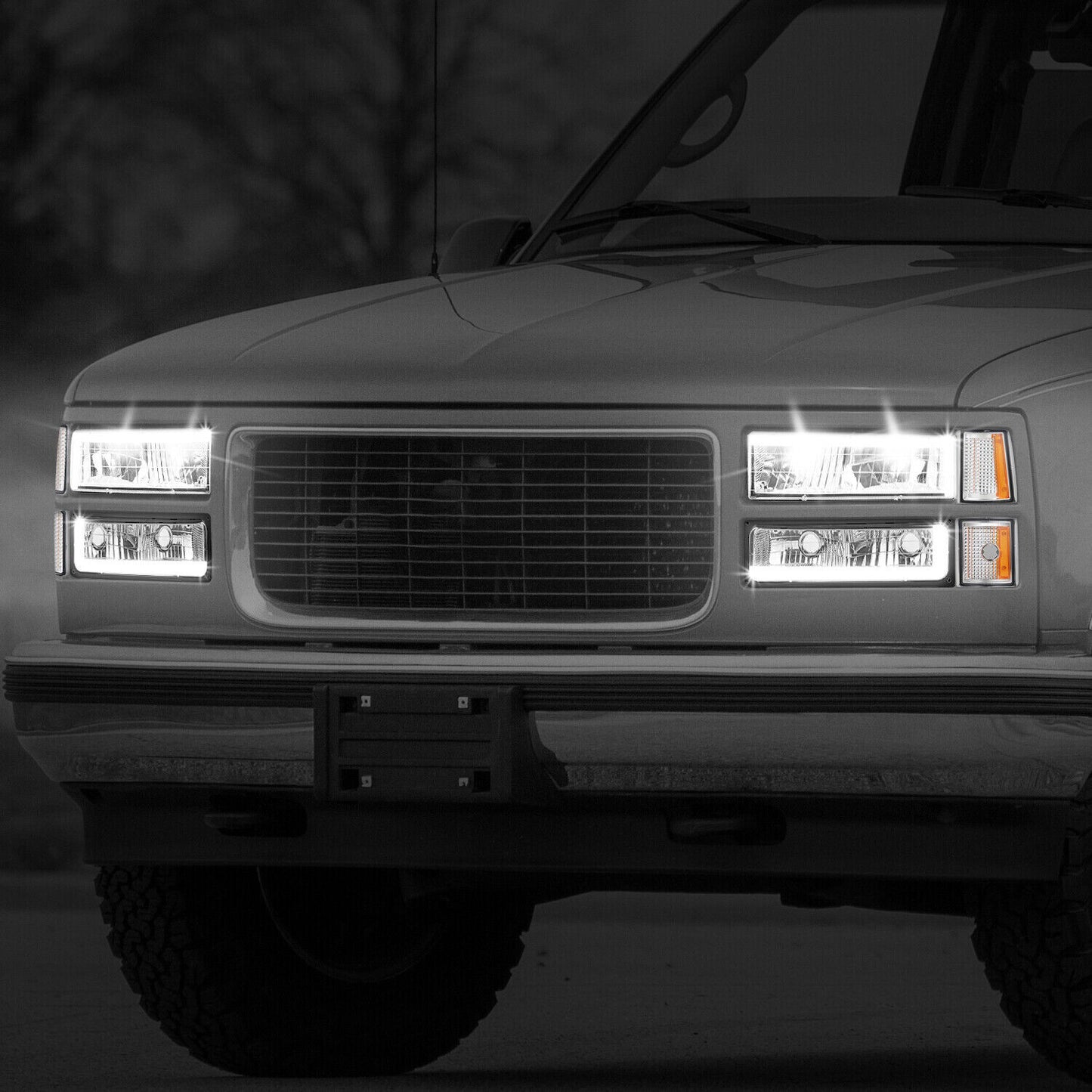 LED L-Drl Chrome Headlights 88-98 GMC C/K