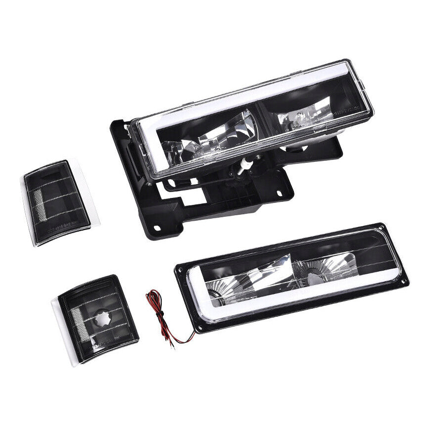 L-Drl Black Headlights 88-98 GMC C/K