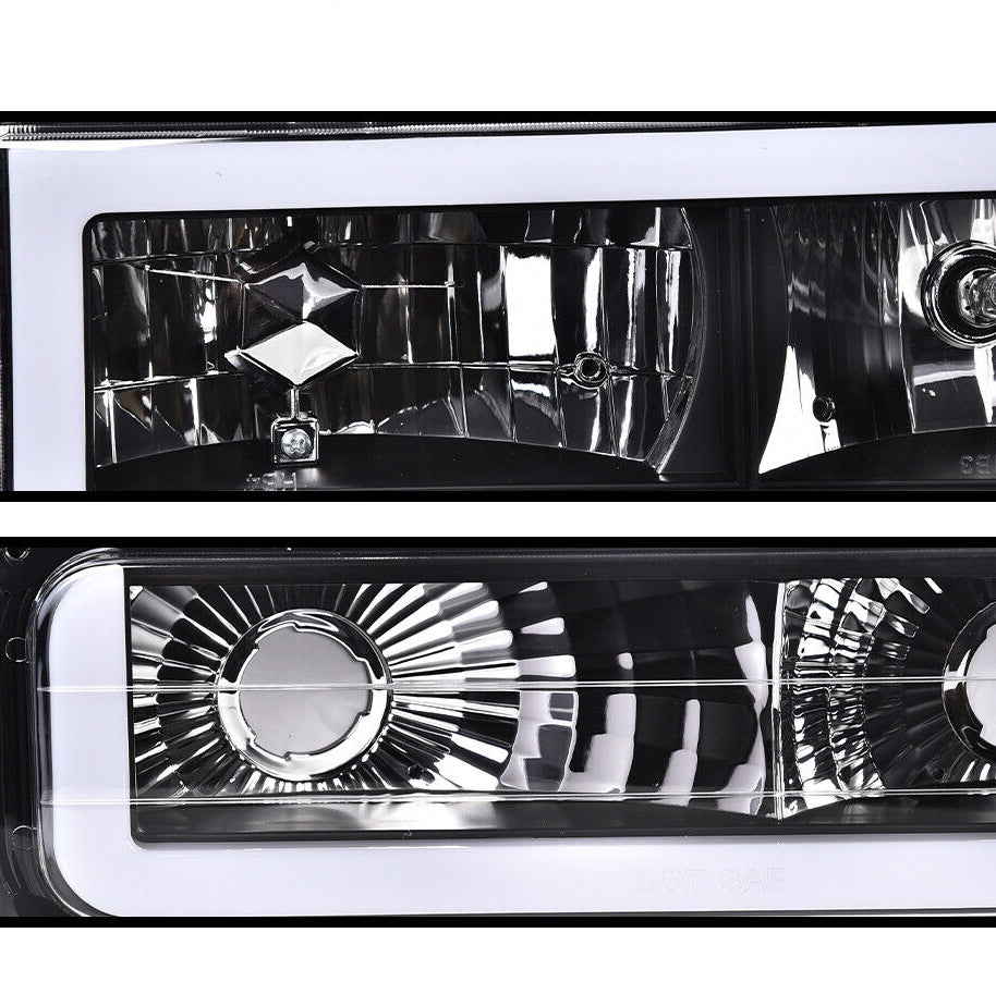 L-Drl Black Headlights 88-98 GMC C/K