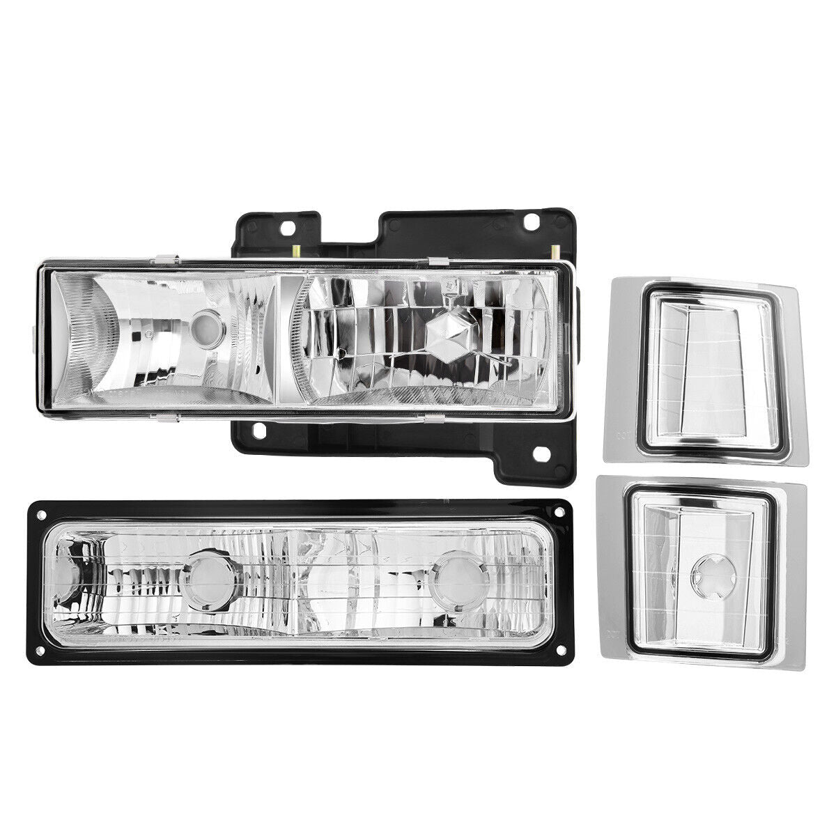 Clear Chrome Headlights 88-98 Chevy C/K