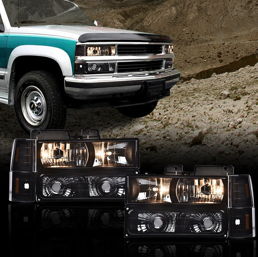 Black Smoked Headlights 88-98 GMC C/K