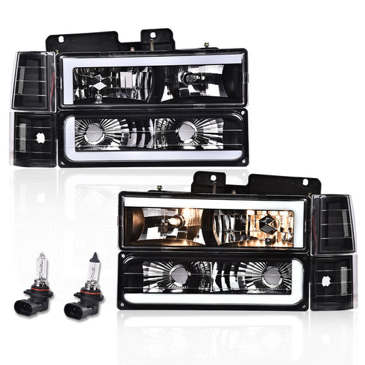 L-Drl Black Headlights 88-98 GMC C/K